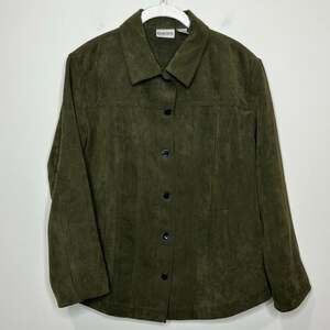 Chico's Green Corduroy Lightweight Jacket Size 12/L (Chico's 2) Shacket